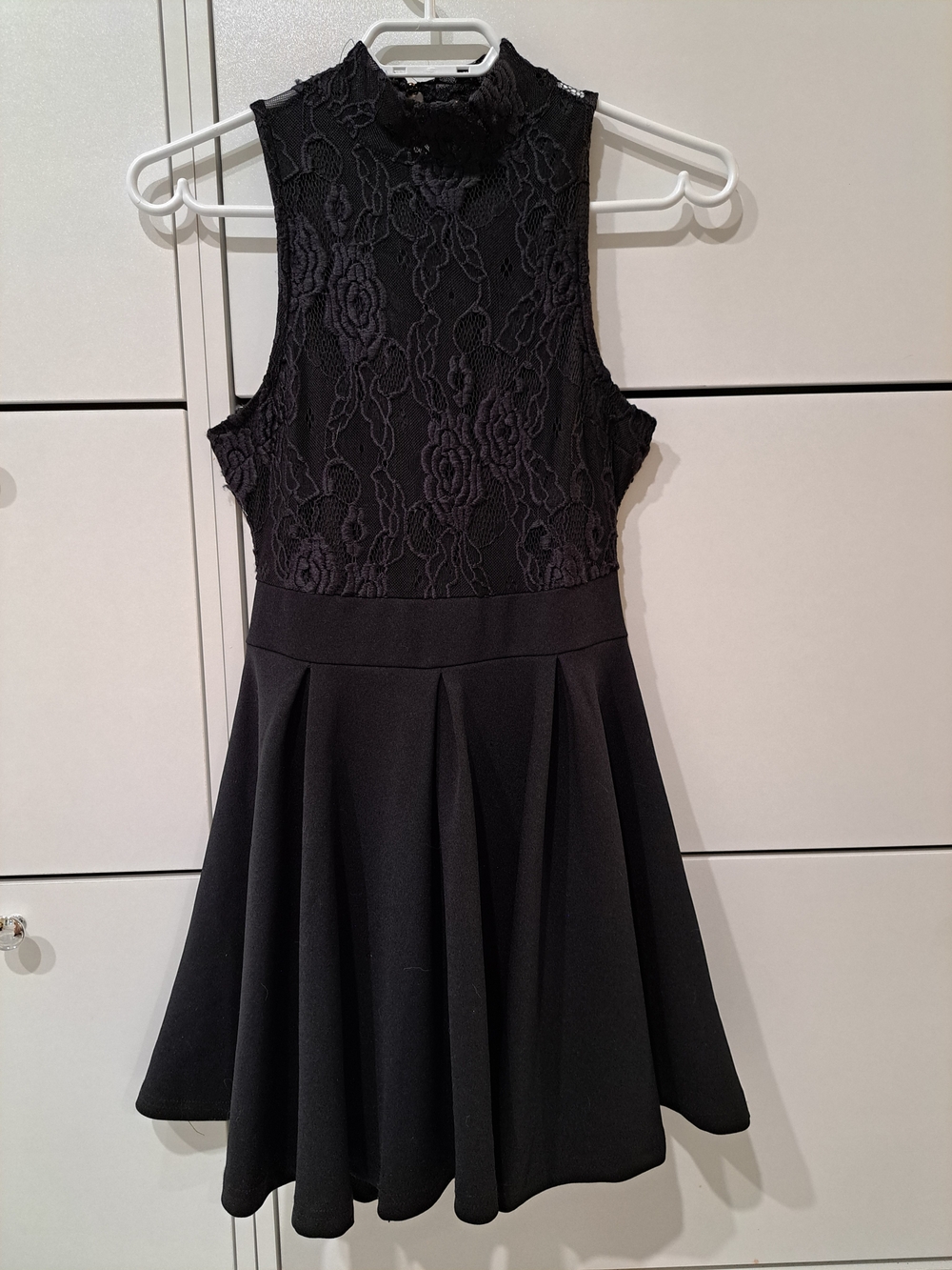 Revamped Black Lace Fit & Flare Mini Dress